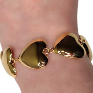 Pulsera corazones dorados