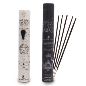 Tubo negro de incienso ritual Éxito con péndulo de obsidiana negra y varillas