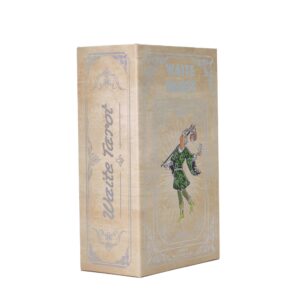 Baraja de tarot Waite con lámina plateada: reverso con estrella de seis puntas, caja color pergamino y la carta del Loco