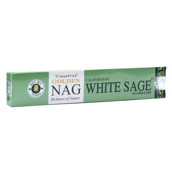 Paquete de incienso Golden Nag de salvia blanca de California, 15 g, sobre fondo blanco
