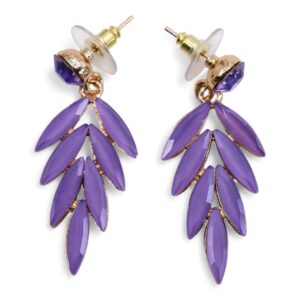 Pendientes de hada con brillo violeta en el poste y caída de hojas de vidrio lavanda, par