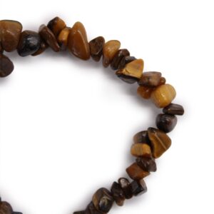 Pulsera elástica de lascas de ojo de tigre en tonos miel y marrón con reflejos dorados