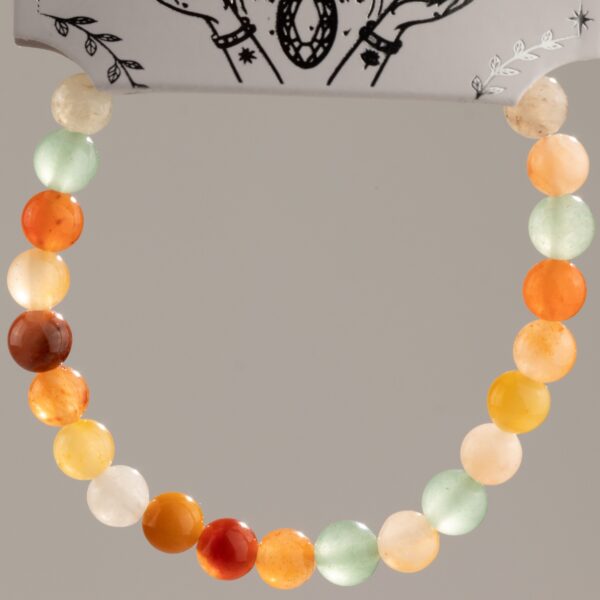 Pulsera elástica fina de cuentas de ágata de 6 mm en naranja, miel, crema y verde agua