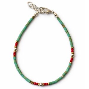 Pulsera de tubitos color turquesa verdoso con vetas finas