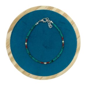 Pulsera de tubitos color turquesa verdoso con vetas finas